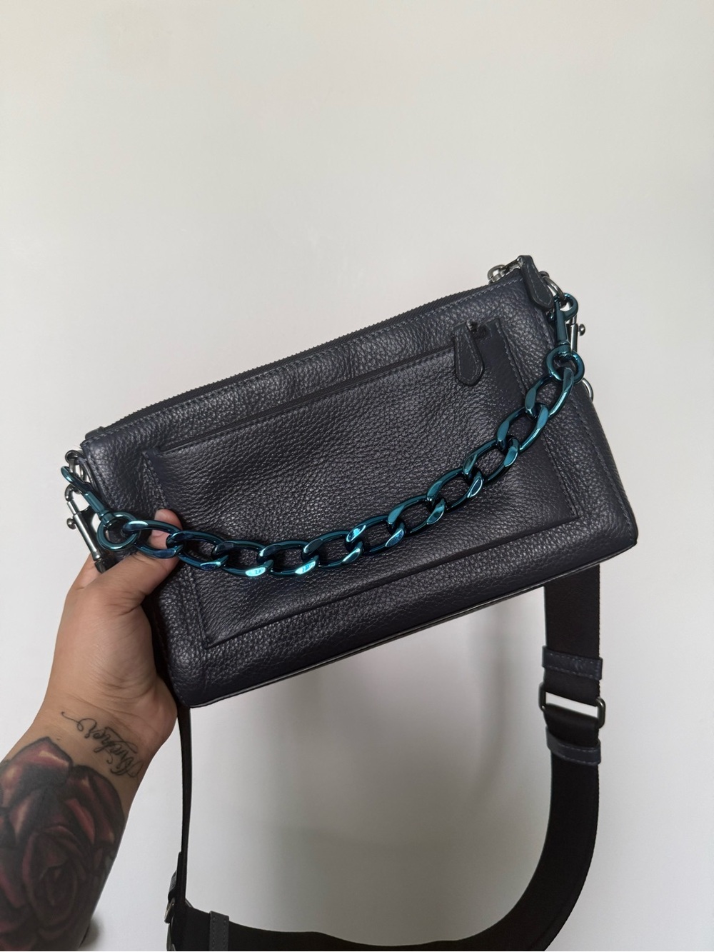 Coach Navy Leather Holden Crossbody Sling Bag